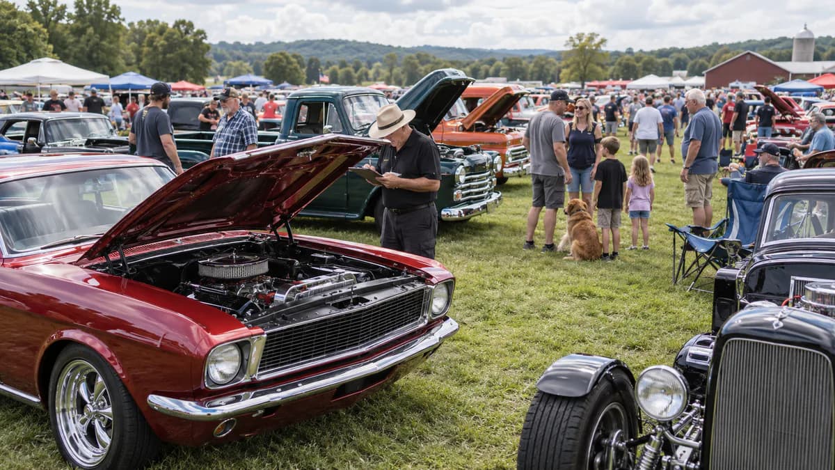 A community car show field